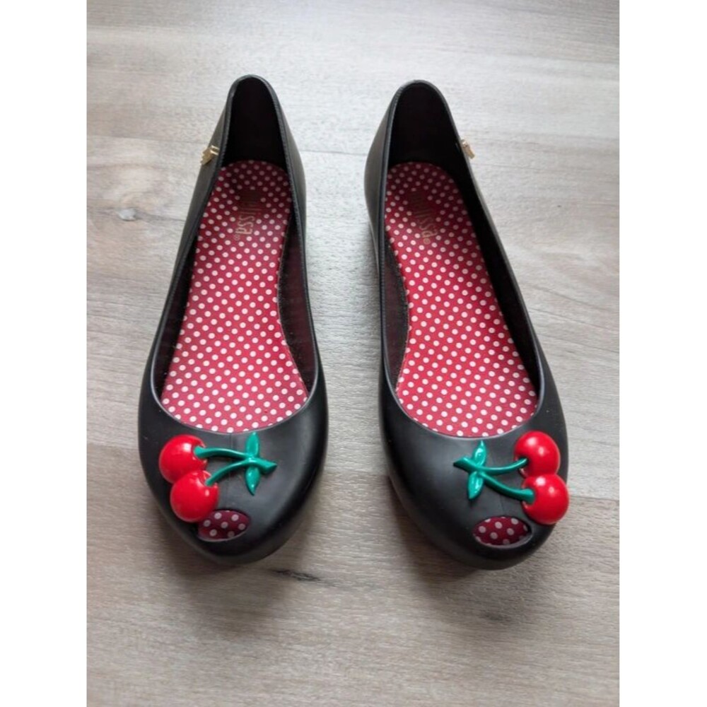 Mini Melissa Ultragirl Cherry Peep Toe Jelly Flats, 13C